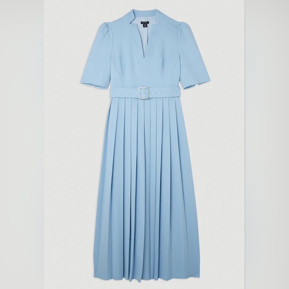 NWT KAREN MILLEN Tall Structured Crepe Forever Pleated Midi Dress. $439 - Picture 3 of 14